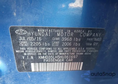 2017 Hyundai Elantra Gt from USA, damaged, VIN KMHD35LH5HU361697